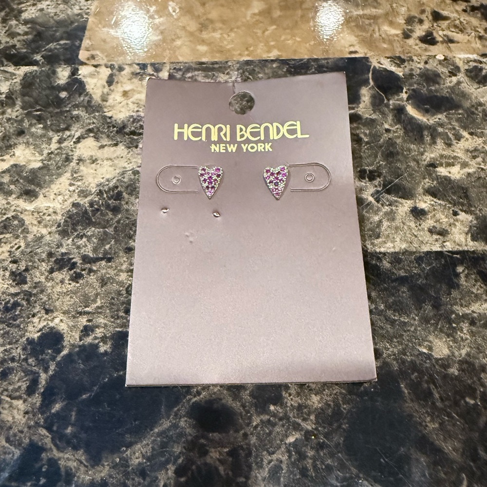 Henri Bendel Pave Stud Heart Earrings - Picture 3 of 5